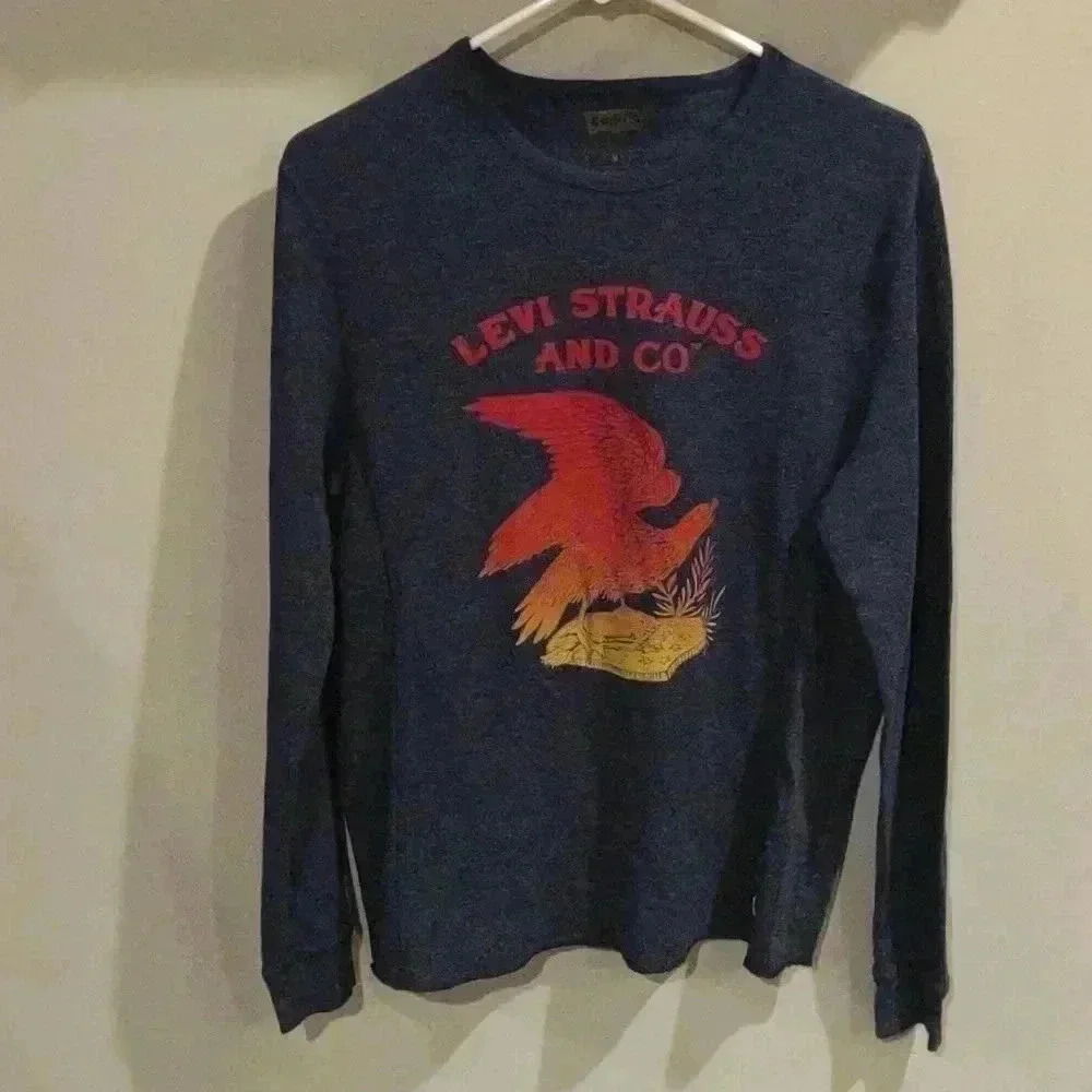 Levi Strauss navy blue long sleeve shirt mens medium